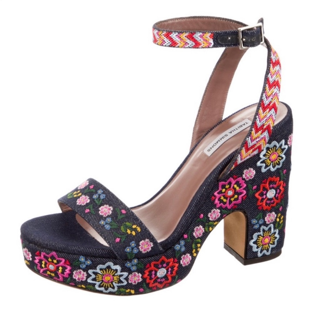 Like New Tabitha Simmons Calla Meadow Floral Platform Sandals